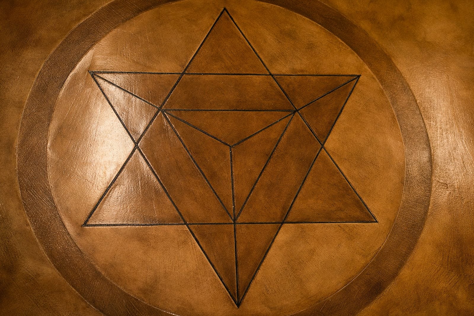 The star tetrahedron set into the polished floor